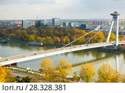 Aerial view of Bratislava with Bridge SNP (2017 год). Стоковое фото, фотограф Яков Филимонов / Фотобанк Лори