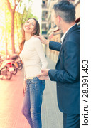 Woman smiling back to stranger. Стоковое фото, фотограф Яков Филимонов / Фотобанк Лори