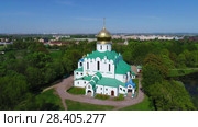 Солнечный день у Федоровского собора. Царское Село (аэросъемка) (2018 год). Стоковое видео, видеограф Виктор Карасев / Фотобанк Лори