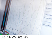 sine wave is displayed on the white screen. Стоковое фото, фотограф Андрей Радченко / Фотобанк Лори