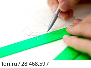 Technical drawing exercise. Стоковое фото, фотограф Tamara Kulikova / Фотобанк Лори