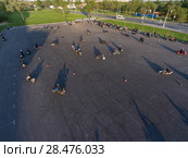 Мотоджимхана у Макаровки. Город Стрельна, Санкт-Петербургское шоссе. Вид сверху. Стоковое фото, фотограф Кекяляйнен Андрей / Фотобанк Лори