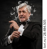 Bad Investment concept. Sad business man with currency symbols. Стоковое фото, фотограф Kirill Kedrinskiy / Ingram Publishing / Фотобанк Лори