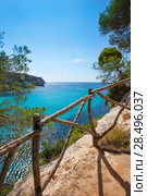 Cala Macarella Ciudadela Menorca turquoise Mediterranean sea in Balearic islands. Стоковое фото, фотограф Tono Balaguer / Ingram Publishing / Фотобанк Лори