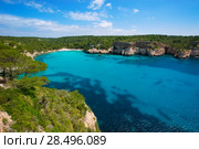 Cala Macarella Ciudadela Menorca turquoise Mediterranean sea in Balearic islands. Стоковое фото, фотограф Tono Balaguer / Ingram Publishing / Фотобанк Лори