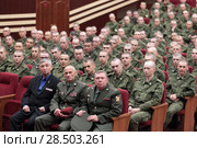 Солдаты-срочники и офицеры в актовом зале, Софринская бригада особого назначения (2018 год). Редакционное фото, фотограф Дмитрий Неумоин / Фотобанк Лори