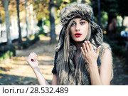 Portrait of beautiful girl with the winter hat on. Стоковое фото, фотограф Javier Sánchez Mingorance / Ingram Publishing / Фотобанк Лори