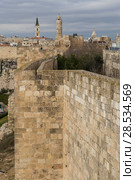 Ramparts walk with Tower of David in background, Old city, Jerusalem, Israel (2017 год). Стоковое фото, фотограф Keith Levit / Ingram Publishing / Фотобанк Лори