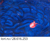 Allegory Of The Universe. Space is mind, and Earth is heart. Стоковая иллюстрация, иллюстратор Олег Хархан / Фотобанк Лори