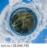 Bridge and nature in Riga city, Latvia 360 VR Drone picture for Virtual reality, Panorama. Стоковое фото, фотограф Aleksejs Bergmanis / Фотобанк Лори