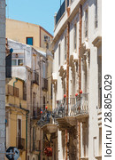 Ortigia street view, Syracuse, Sicily, Italy. (2016 год). Редакционное фото, фотограф Юрий Брыкайло / Фотобанк Лори