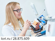 dental technician or prosthesis worker. prosthetic dentistry process. Стоковое фото, фотограф Дмитрий Калиновский / Фотобанк Лори
