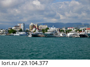 Sochi, Russia - June 2. 2018. yacht Chayka, Shellest and others in seaport. Редакционное фото, фотограф Володина Ольга / Фотобанк Лори
