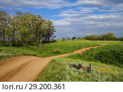Грунтовая дорога в весенней степи. Стоковое фото, фотограф A Челмодеев / Фотобанк Лори