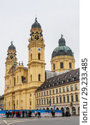 The Theatine Church of St. Cajetan (Theatinerkirche St. Kajetan), a Catholic church in Munich, founded by Elector Ferdinand Maria and his wife, Henriette Adelaide of Savoy. (2018 год). Редакционное фото, фотограф Николай Коржов / Фотобанк Лори