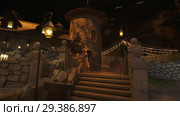 Territory of the amusement Shrek in DreamWorks in Motiongate at Dubai Parks and Resorts (2018 год). Редакционное фото, фотограф Юлия Машкова / Фотобанк Лори