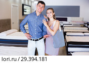 Family couple in furniture store. Стоковое фото, фотограф Яков Филимонов / Фотобанк Лори