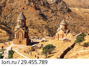 The medieval monastery of Noravank in Armenia. Was founded in 1205. Top view. (2018 год). Стоковое фото, фотограф Наталья Волкова / Фотобанк Лори