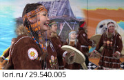 Womens dancing in national clothing indigenous inhabitants Kamchatka (2018 год). Редакционное видео, видеограф А. А. Пирагис / Фотобанк Лори