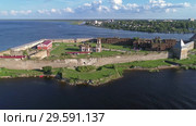 Fortress Oreshek on island in Neva river (2018 год). Стоковое видео, видеограф Михаил Коханчиков / Фотобанк Лори