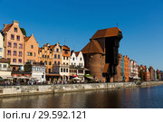 Embankment of Motlawa river in Gdansk (2018 год). Стоковое фото, фотограф Яков Филимонов / Фотобанк Лори