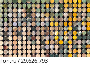 Background from round metal plates of golden color. Стоковое фото, фотограф FotograFF / Фотобанк Лори