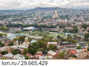 View from Mtatsminda Mountain on Tbilisi (2018 год). Стоковое фото, фотограф Юлия Бабкина / Фотобанк Лори
