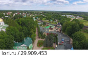 Aerial of Pskovo-Pechersky dormition monastery (2019 год). Стоковое видео, видеограф Михаил Коханчиков / Фотобанк Лори