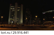 Город Екатеринбург ночью. Деловой центр. Yekaterinburg city at night. Downtown. (2019 год). Стоковое видео, видеограф Евгений Романов / Фотобанк Лори