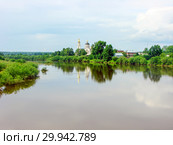 Река Тура и Собор Михаила Архангела. Село Меркушино. Свердловская облать (2011 год). Стоковое фото, фотограф Сергей Афанасьев / Фотобанк Лори