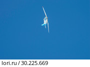 Yakovlev Yak-18T выполняет фигуры высшего пилотажа. Aircraft Yakovlev Yak-18T performs aerobatics (2015 год). Редакционное фото, фотограф Евгений Романов / Фотобанк Лори