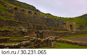 Exterior view to archaeological site of Tambomachay, Cuzco, Peru (2018 год). Стоковое фото, фотограф Сергей Майоров / Фотобанк Лори