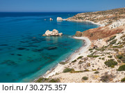 Petra tou Romiou or Aphrodite Rock Beach, one of the main attractions and landmarks of Cyprus island. (2018 год). Стоковое фото, фотограф Сергей Пристяжнюк (Serg Zastavkin) / Фотобанк Лори