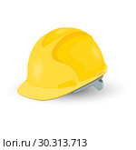 Yellow safety helmet isolated on white background. Стоковая иллюстрация, иллюстратор Андрей Соломин / Фотобанк Лори