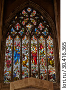 The stained glass window over the Entrance to the new cafe area at Sheffield Cathedral. England (2009 год). Редакционное фото, фотограф Сергей Пристяжнюк (Serg Zastavkin) / Фотобанк Лори