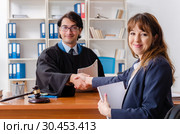 Young woman visiting male lawyer. Стоковое фото, фотограф Elnur / Фотобанк Лори