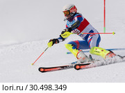 Горнолыжница Архипова Софья (Свердловская область). Чемпионат России по горнолыжному спорту, слалом (2019 год). Редакционное фото, фотограф А. А. Пирагис / Фотобанк Лори