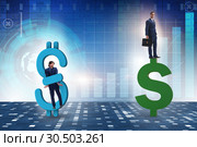Businessman in dollar and debt concept. Стоковое фото, фотограф Elnur / Фотобанк Лори