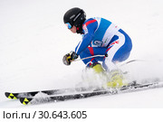 Горнолыжник Федорян Федор Геннадьевич (Сахалинская область). Чемпионат России по горнолыжному спорту, слалом-гигант (2019 год). Редакционное фото, фотограф А. А. Пирагис / Фотобанк Лори