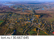 Поселок городского типа Санчурск с высоты птичьего полета. Стоковое фото, фотограф Евгений Горбунов / Фотобанк Лори