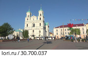Вид на костел святого Франциска Ксаверия апрельским днем. Гродно, Белоруссия (2019 год). Редакционное видео, видеограф Виктор Карасев / Фотобанк Лори