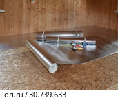 Floor heating installation. Стоковое фото, фотограф Мельников Дмитрий / Фотобанк Лори