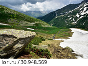 Горы в бассейне реки Большая Дукка, Архыз, КЧР. Стоковое фото, фотограф Оглоблин Андрей Николаевич / Фотобанк Лори