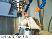 cnc machine at metal work industry. precision milling impeller machining. Стоковое фото, фотограф Дмитрий Калиновский / Фотобанк Лори