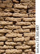 Background of old wall made of adobe or mudbrick masonry. Стоковое фото, фотограф Сергей Пристяжнюк (Serg Zastavkin) / Фотобанк Лори