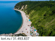 Туапсе, вид сверху на мыс Кадош и пляж "Приморский" Стоковое фото, фотограф glokaya_kuzdra / Фотобанк Лори