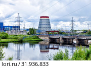 Яйвинская тепловая конденсационная электростанция в поселке Яйва. Пермский край. Россия (2019 год). Стоковое фото, фотограф Евгений Ткачёв / Фотобанк Лори