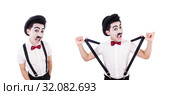 Personification of Charlie Chaplin on white. Стоковое фото, фотограф Elnur / Фотобанк Лори