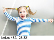 Portrait of funny happy little girl. Стоковое фото, фотограф ivolodina / Фотобанк Лори