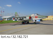 Международный авиационно-космический салон МАКС-2019. Российский бронированный дозвуковой штурмовик Су-25 СМ3 "Грач" Редакционное фото, фотограф Игорь Долгов / Фотобанк Лори
